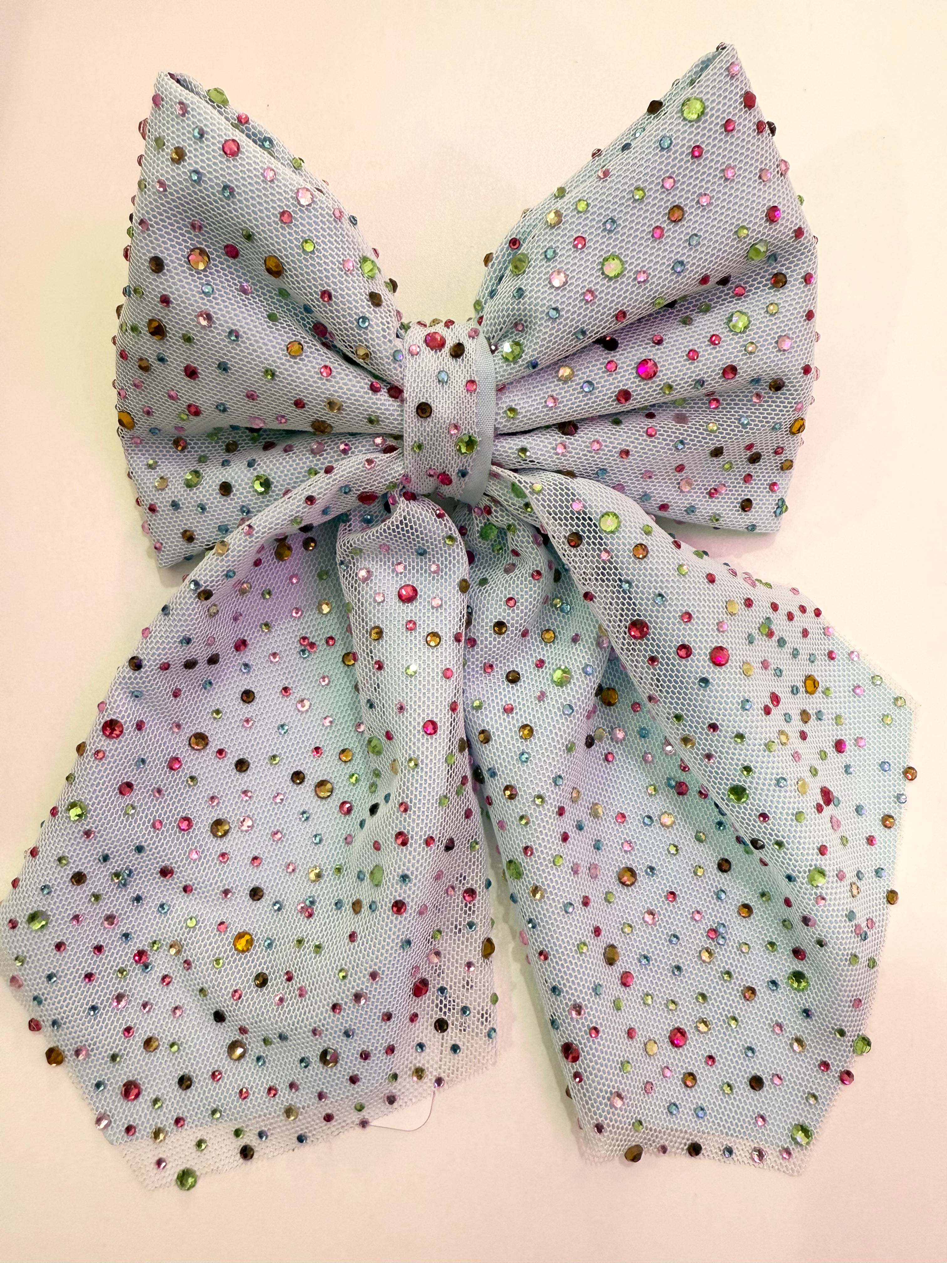 Light Blue Rhinestone Bow